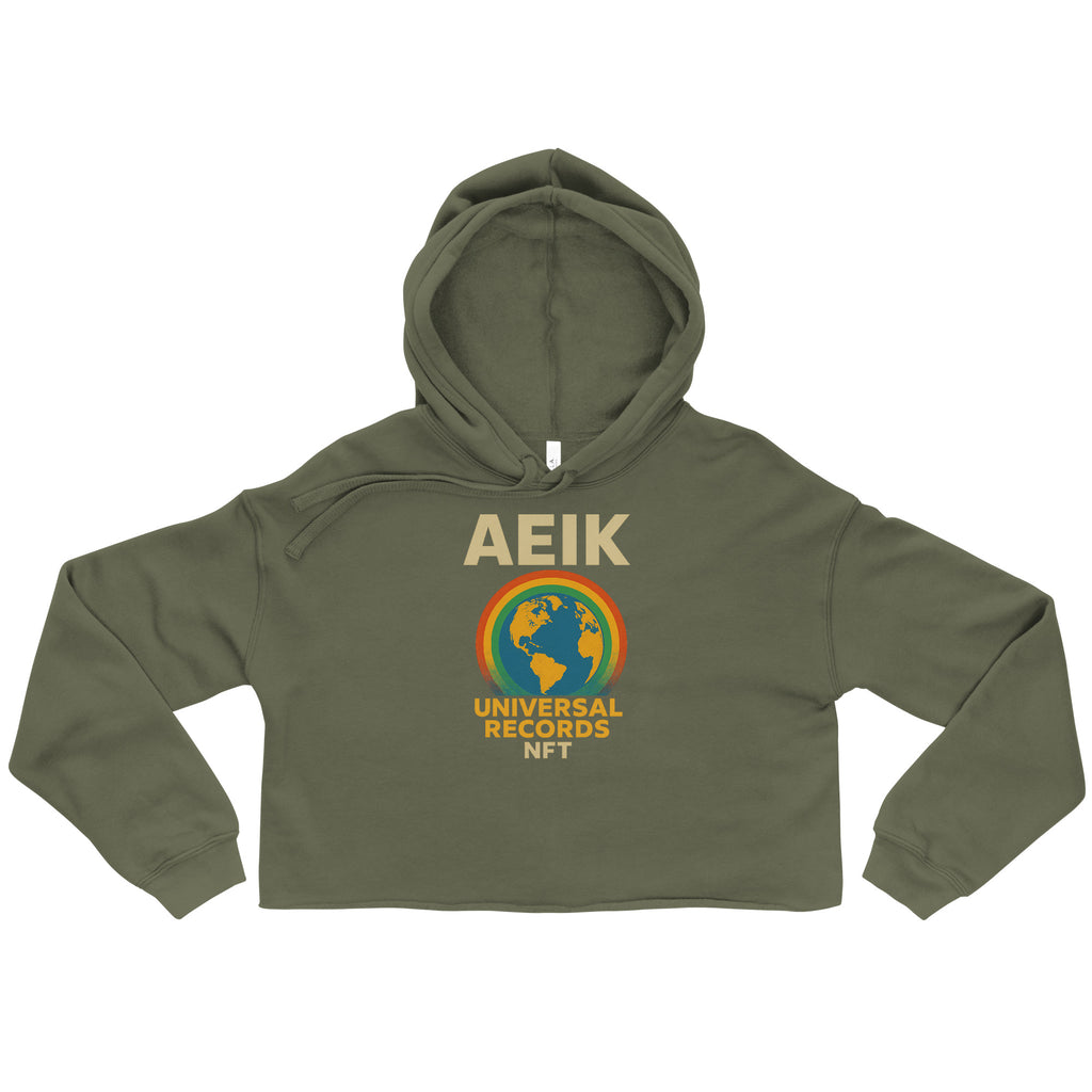 AEIK UNIVERSAL RECORDS NFT Crop Hoodie - Military Green, M image